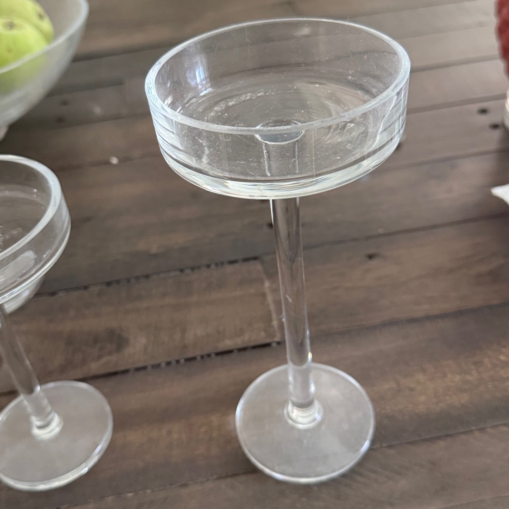 Crate & Barrel glass pillar candle holders - Picture 2 of 2